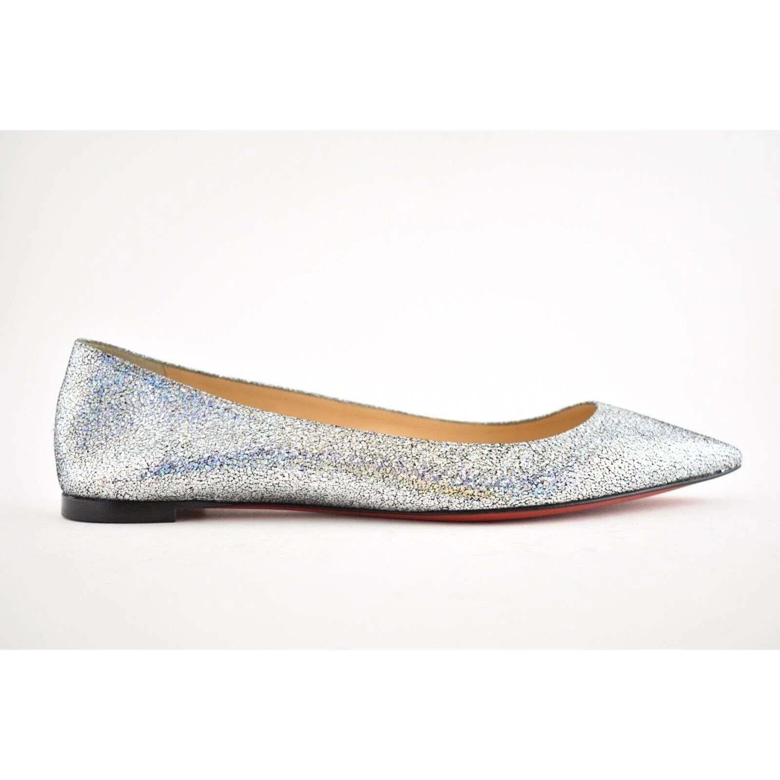 Christian Louboutin Christian Louboutin Ballalla Silver Mica Glitter Ballerina Size US 7.5 / IT 37.5 - 2 Thumbnail
