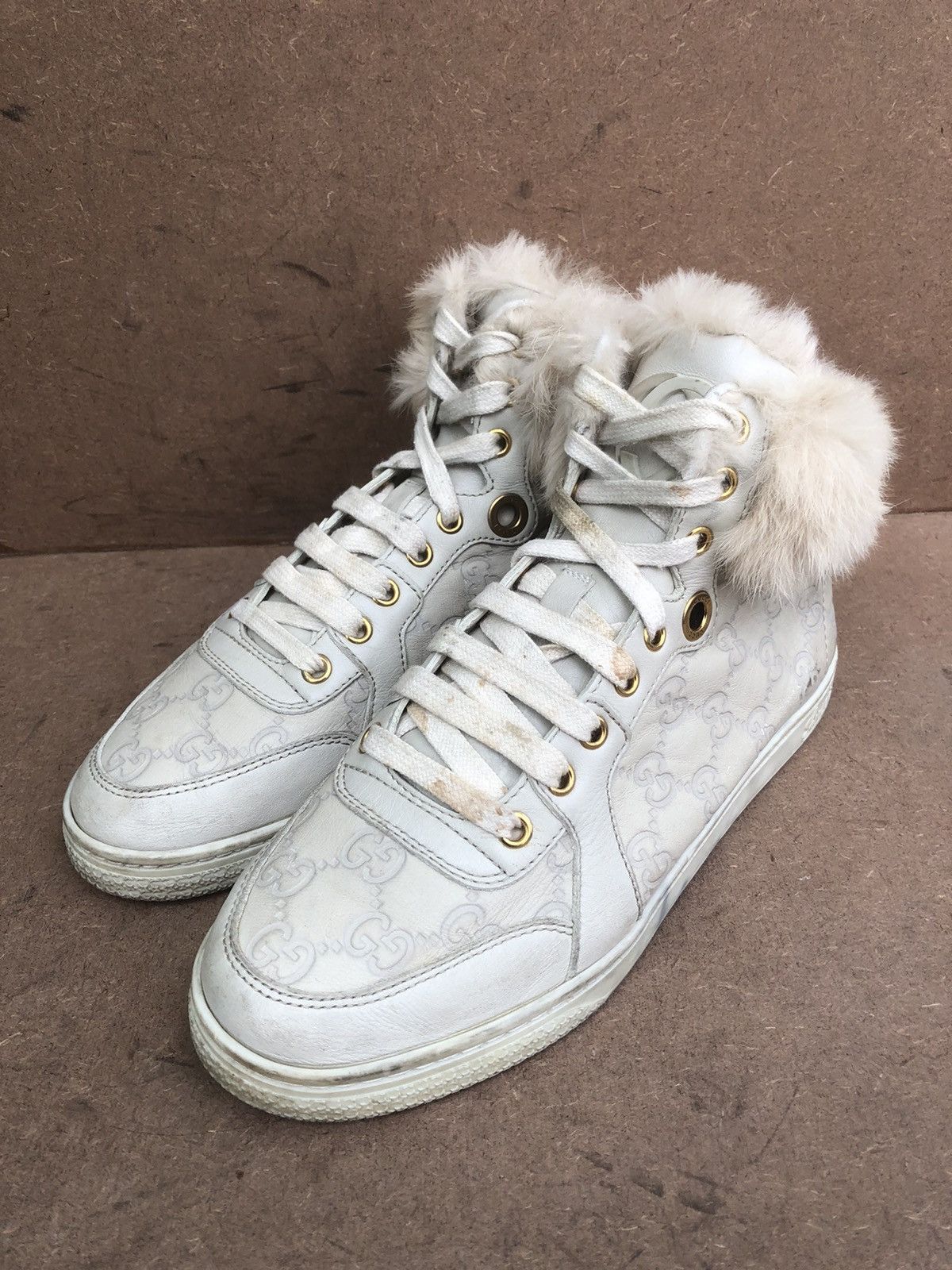 Gucci Guccissima Fur Trim Women’s Boots Size 37