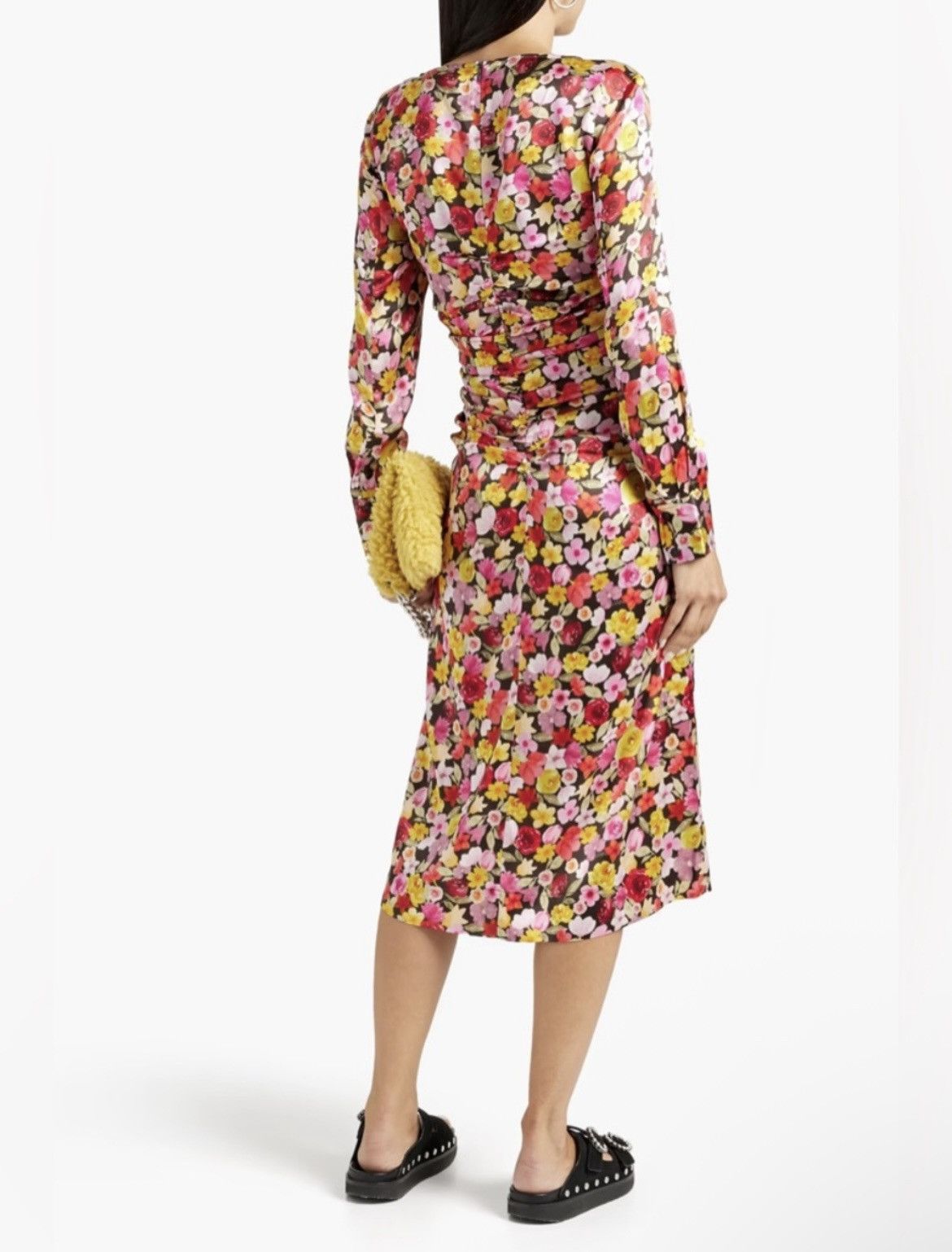 Ganni Ganni Ruched floral-print silk-blend satin midi Dress Size L / US 10 / IT 46 - 3 Thumbnail