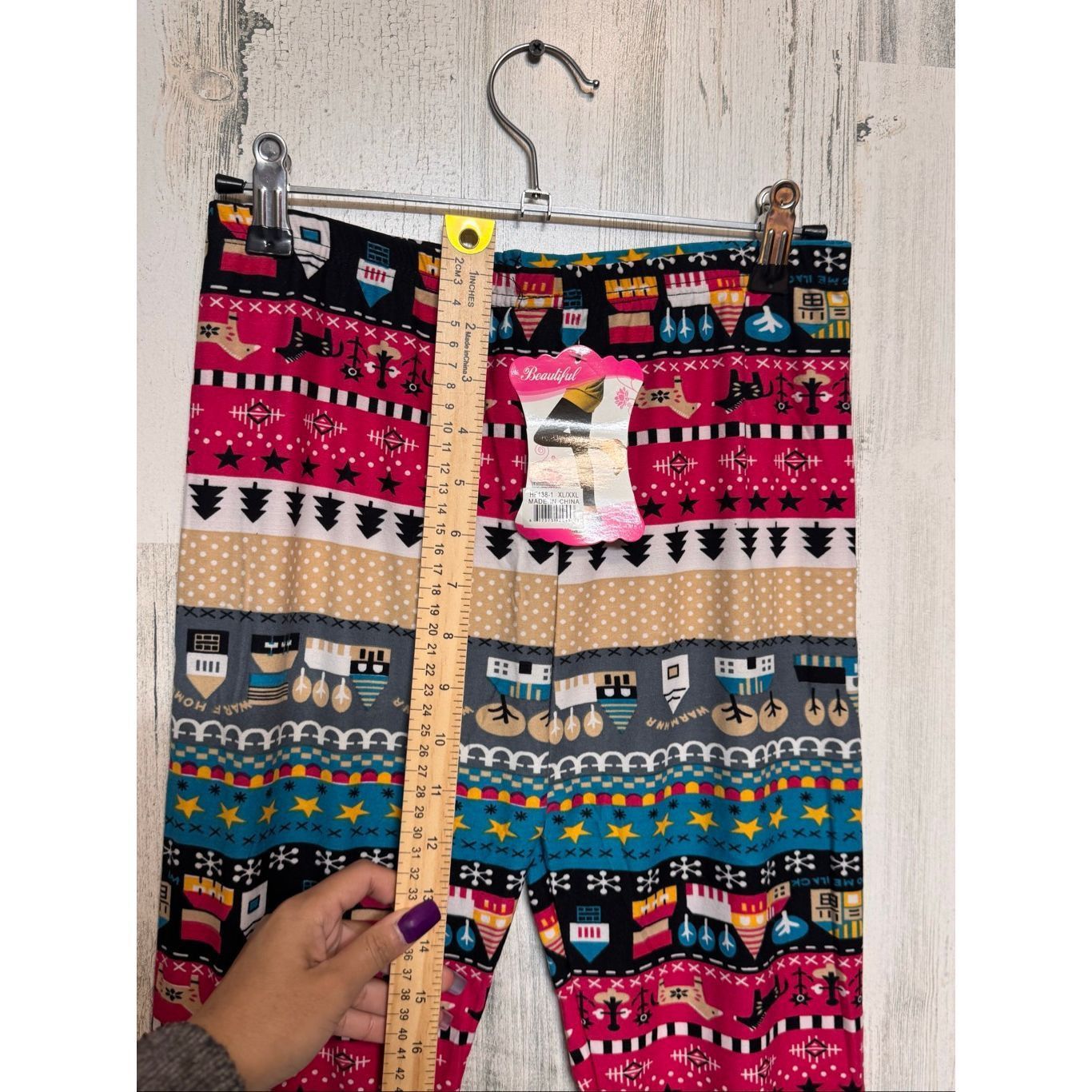 Other Beautiful Cozy Printed Leggings XL/XXL Multicolor Stretch So Size 32" / US 10 / IT 46 - 4 Thumbnail