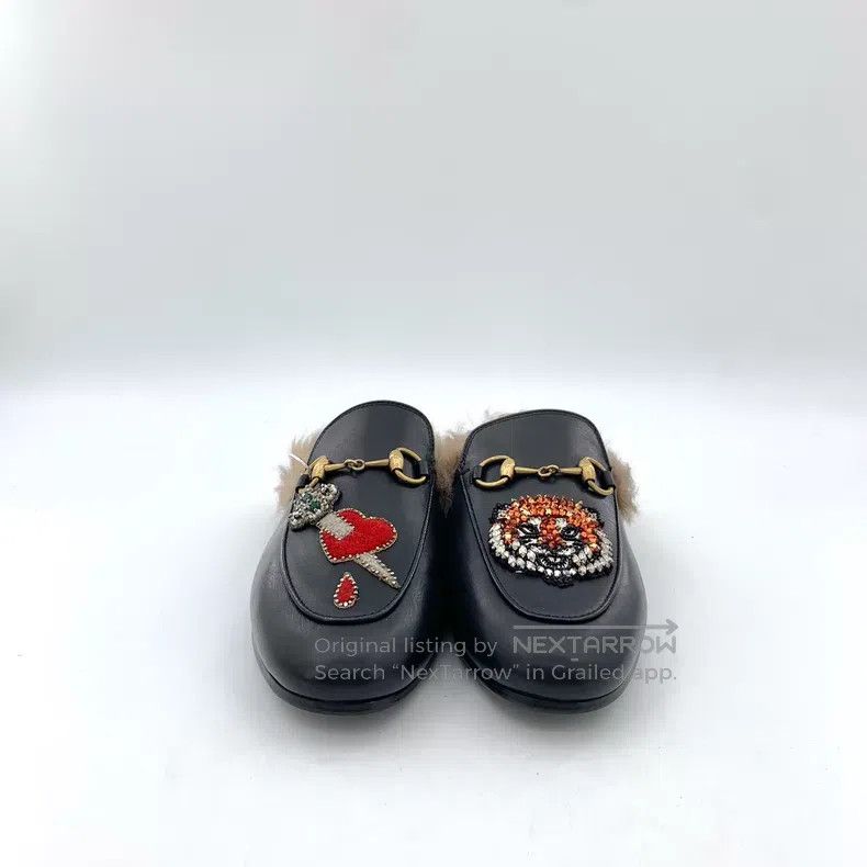 Gucci Gucci Black tiger head love diamond round toe leather mule Size US 4.5 / IT 34.5 - 3 Thumbnail