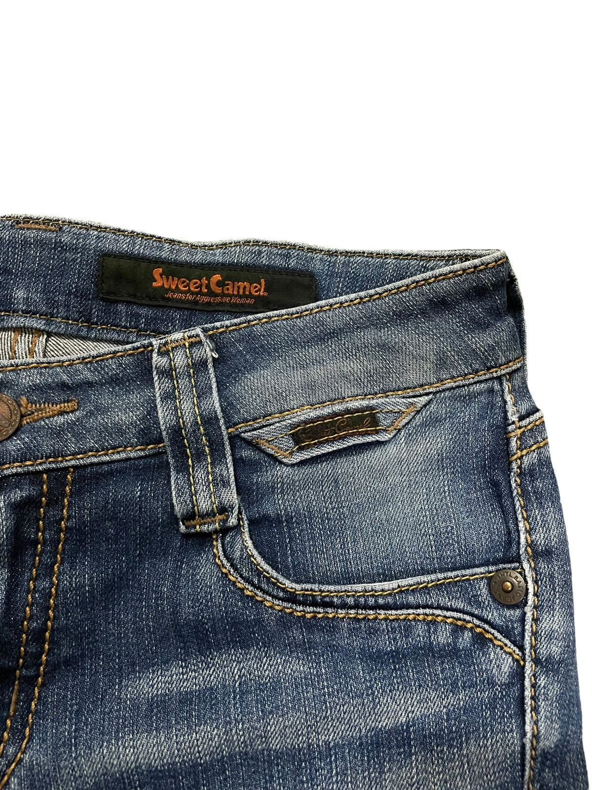 Hysteric Glamour Vintage Ripped Women Denim Sweet Camel Blue Wash Flare Jeans Size 30" / US 8 / IT 44 - 11 Thumbnail