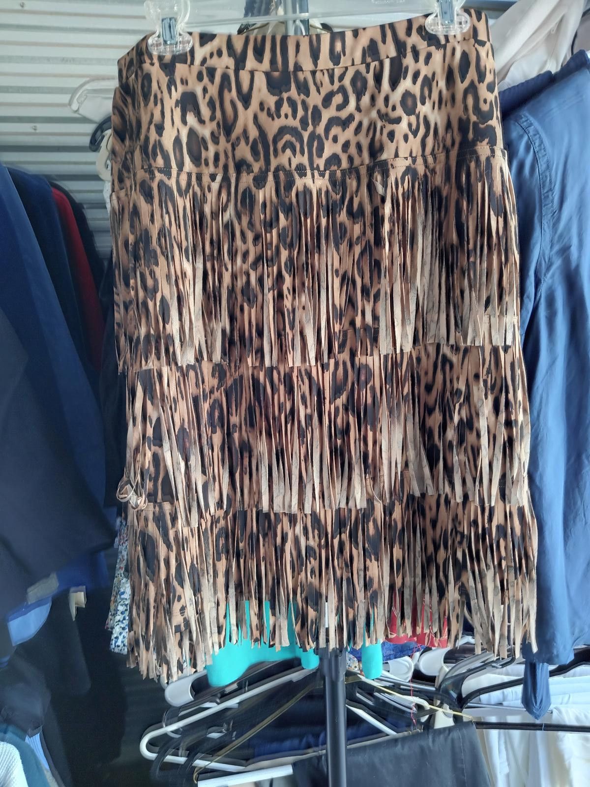 Chicos Chico's Leopard Print Fringe Skirt - Size 1 Size 28" / US 6 / IT 42 - 4 Thumbnail