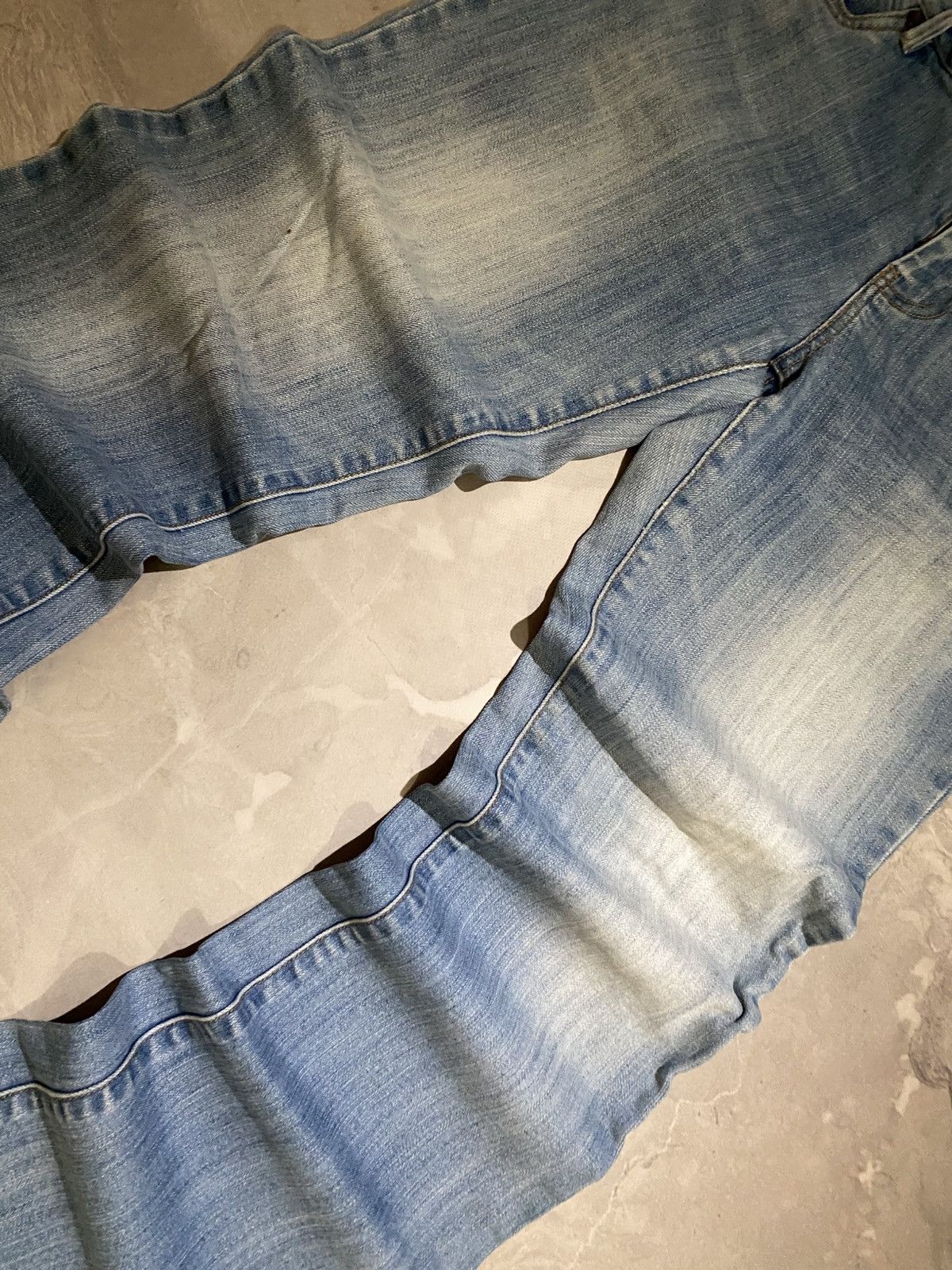 Japanese Brand 00s Archive Flared Jeans Uneven Wash Grunge Tokyo Size US 31 - 4 Thumbnail
