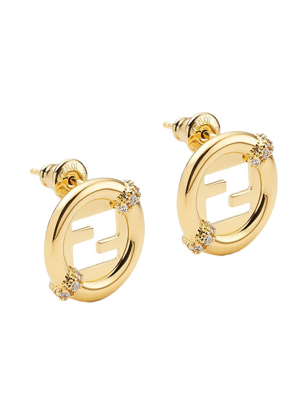 Fendi ‘Ever Round’ Gold Colored Earrings with FF Design and Back Closure in Brass for Women Size ONE SIZE - 1 Thumbnail