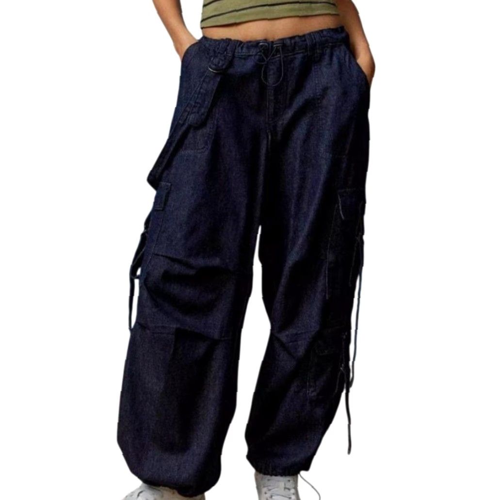 Bdg BDG Urban Outfitters Baggy Cargo Dark Wash Denim Wide Leg Jeans S Women Size 28" / US 6 / IT 42 - 2 Thumbnail