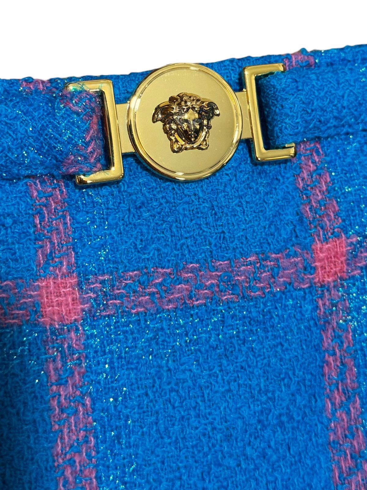Versace Versace Virgin Wool Check Mini Skirt Medusa Button Size 27" / US 4 / IT 40 - 4 Thumbnail