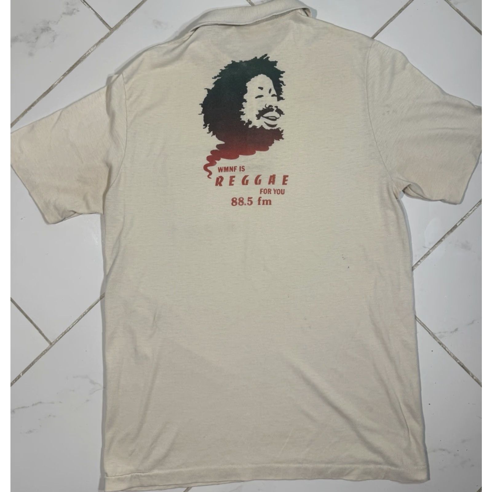 Vintage VINTAGE 70s WMNF Reggae Radio Tampa Bay White Polo Shirt Large Size US L / EU 52-54 / 3 - 2 Thumbnail
