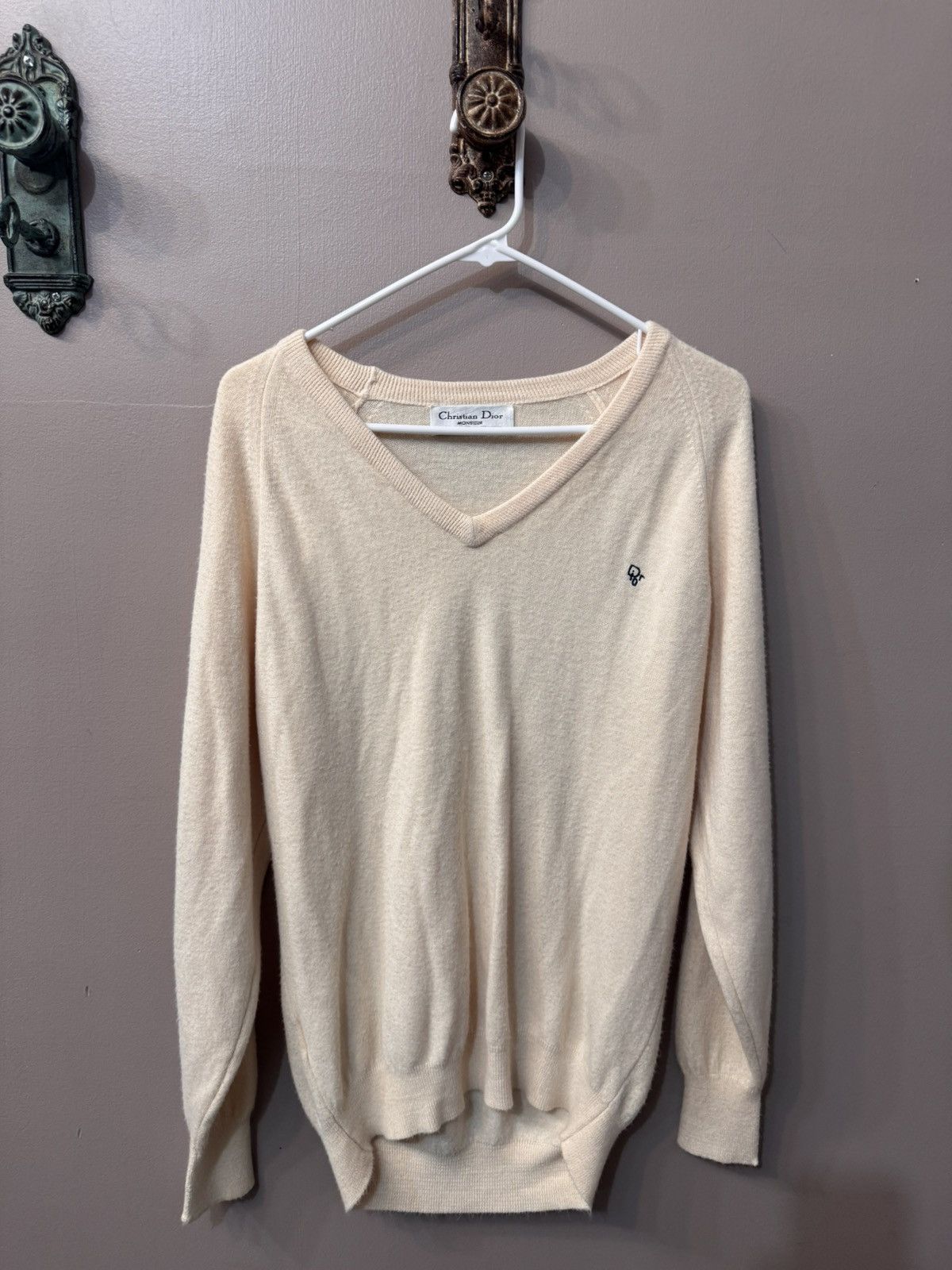 Dior Vintage Men’s Dior V neck Long Sleeve Sweater Size US L / EU 52-54 / 3 - 1 Thumbnail