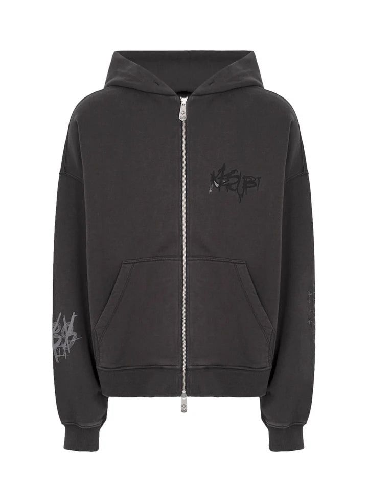 Ksubi Graff Ekcess Zip Thru Hoodie Faded Black Size US S / EU 44-46 / 1 - 1 Thumbnail