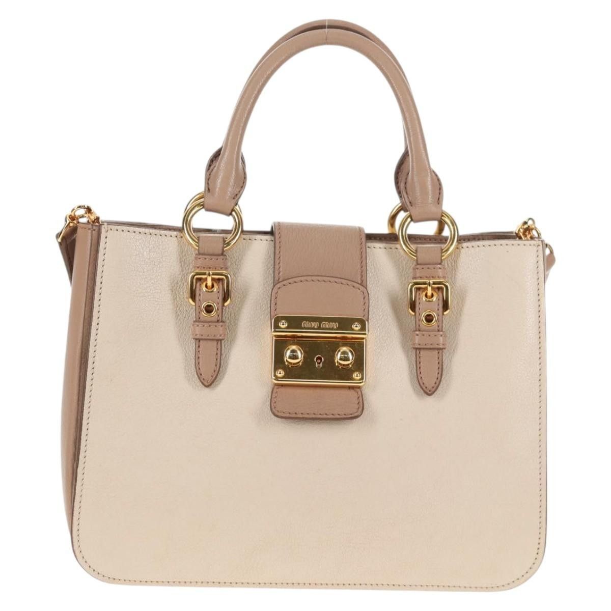 Miu Miu Miu Miu Madras Convertible Lock Tote Leather Size ONE SIZE - 1 Thumbnail