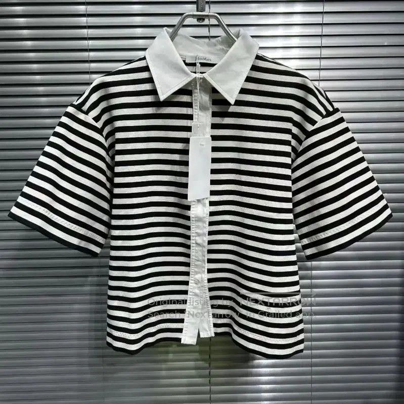 Max Mara MaxMara Striped Short Sleeve Cotton T-shirt . Size M / US 6-8 / IT 42-44 - 2 Thumbnail