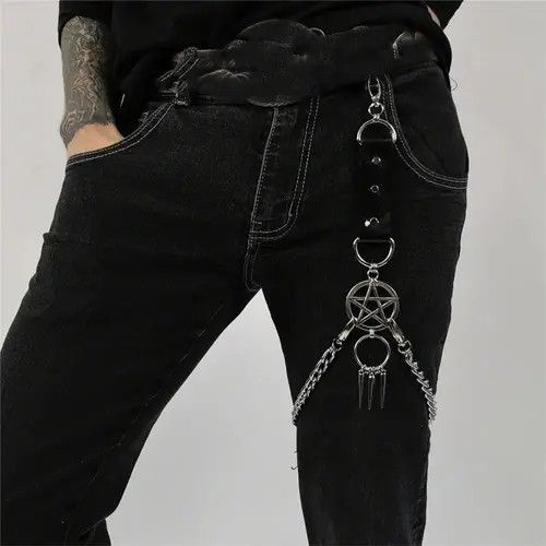 Jewelry Leather Metal Chain Keychain Size ONE SIZE - 1 Thumbnail