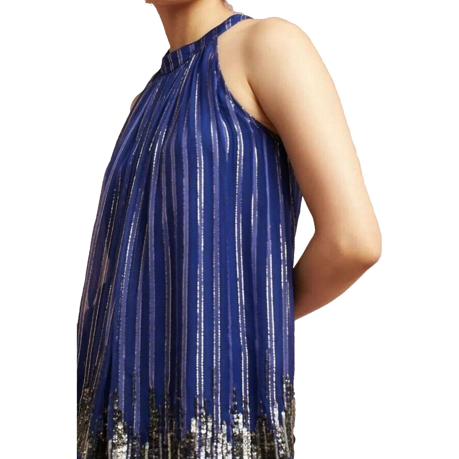 Anthropologie NWT RANNA GILL ANTHROPOLOGIE Sapphire Stripe Halter Top Sz M Size M / US 6-8 / IT 42-44 - 2 Thumbnail