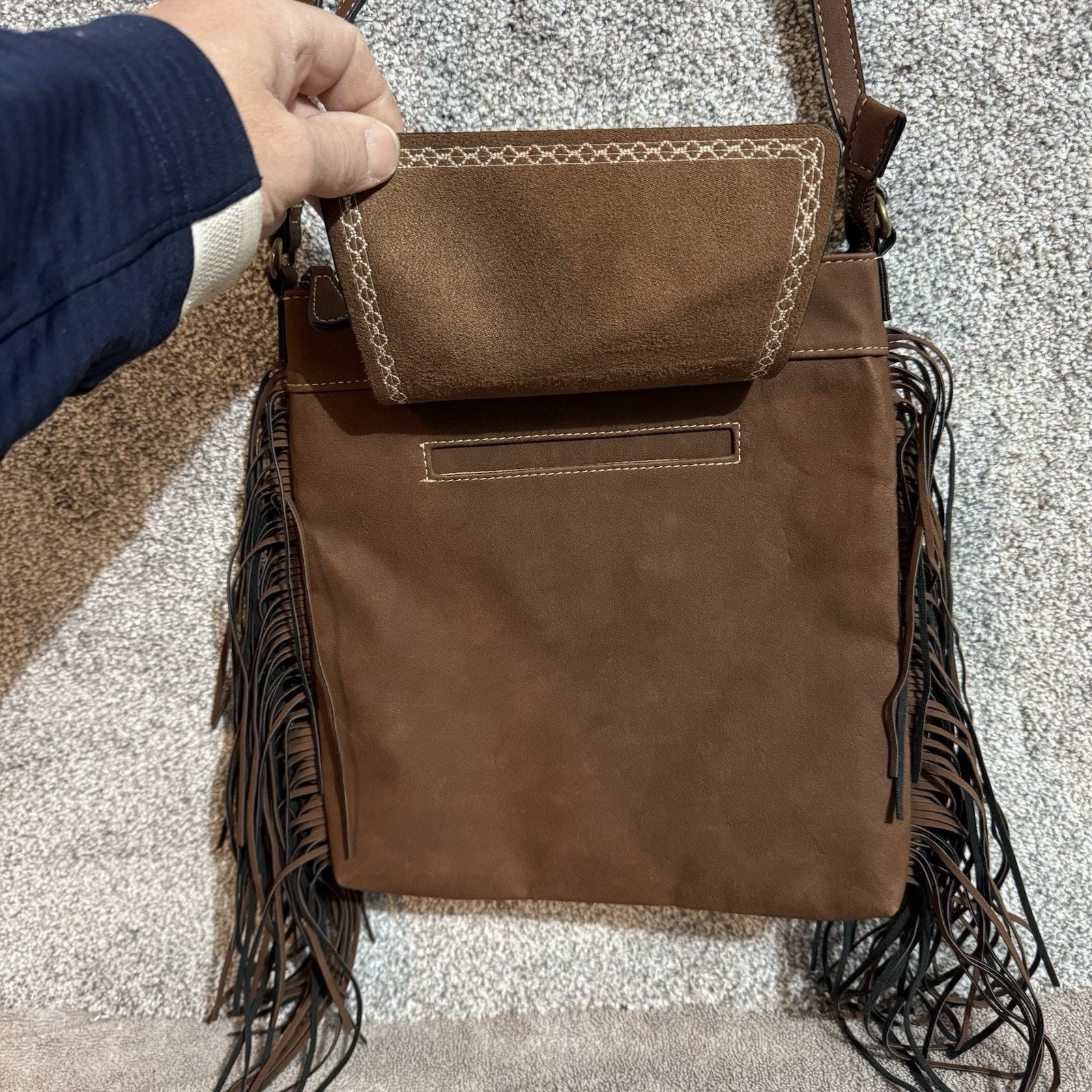 Other Fringe Crossbody Bag Boho Western Faux Suede Hippie Festival Size ONE SIZE - 3 Thumbnail