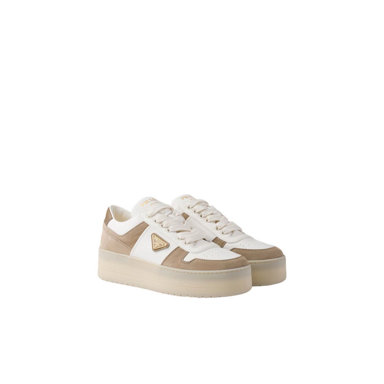 PRADA Downtown Bold $1150 Desert Beige Sneakers New And Auth