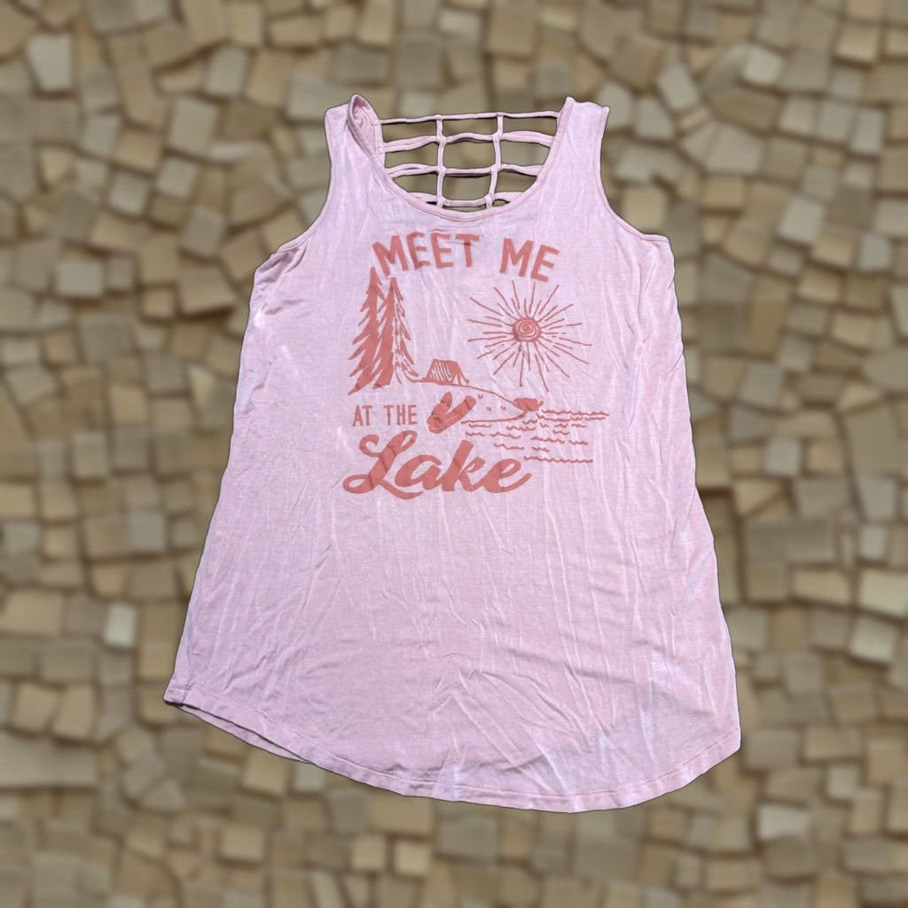 Vintage Maurices Shirt Women's XS Pink Tank Top Take me to the Lake Sleeveless Spaghetti Strap Casual Basic Tank Top Size S / US 4 / IT 40 - 1 Thumbnail