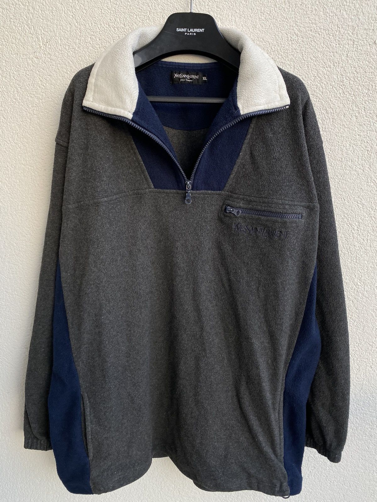 Yves Saint Laurent 90’s Fleece YSL Sweatshirt Zip YSL Sweater Size US XXL / EU 58 / 5 - 1 Thumbnail