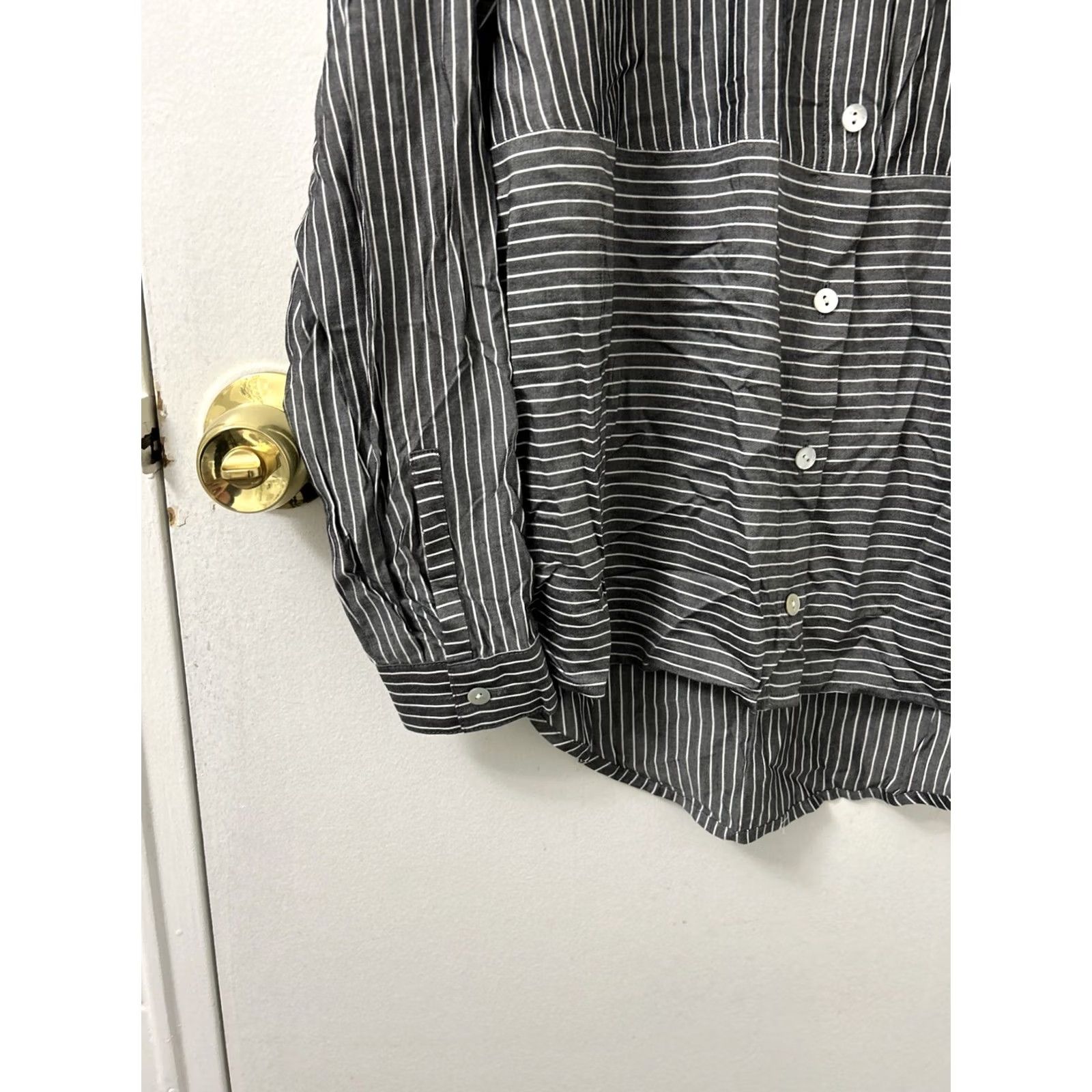 J. Jill J. Jill Shirt Womens XS Black White Striped Petite Button Down Rayon L/S Slim Casual Professional Size XS / US 0-2 / IT 36-38 - 7 Thumbnail
