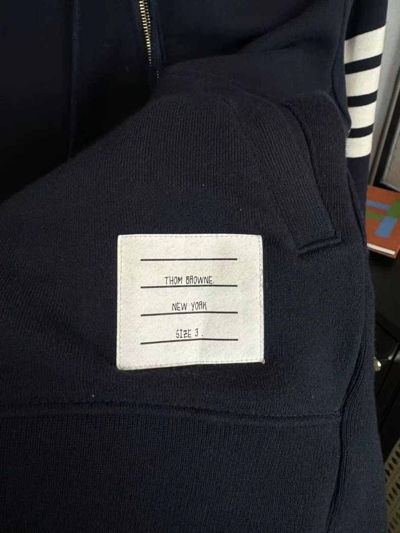Thom Browne Thom browne Dark blue four-striped zipper knitted jacket 25 Size US L / EU 52-54 / 3 - 5 Thumbnail