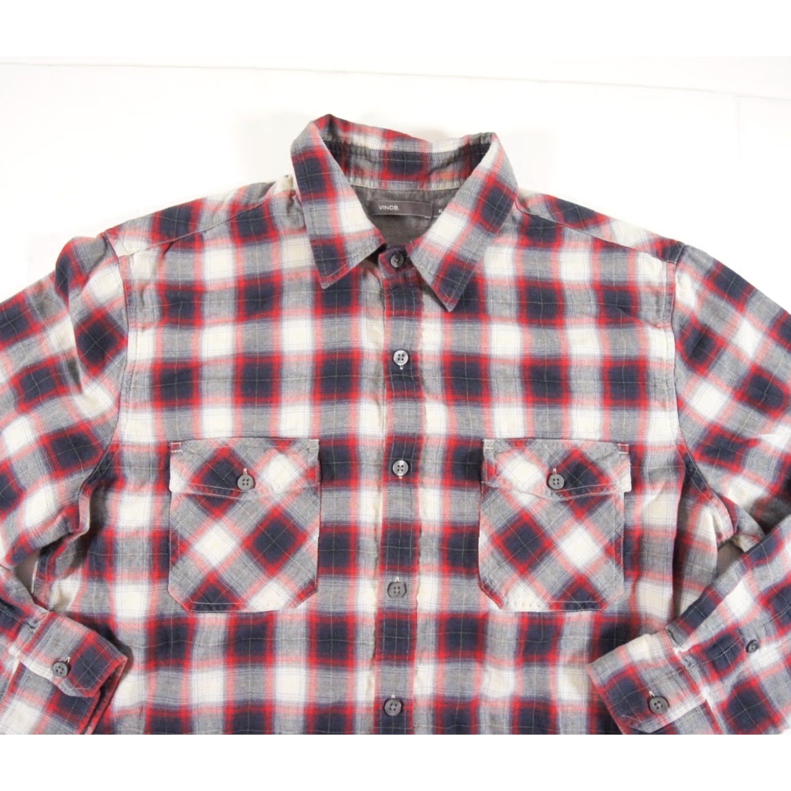 Vince Vince Mens XL Red Button-Up Shirt Plaid Check Long Sleeve Collared Classic Preppy Size US XL / EU 56 / 4 - 2 Thumbnail