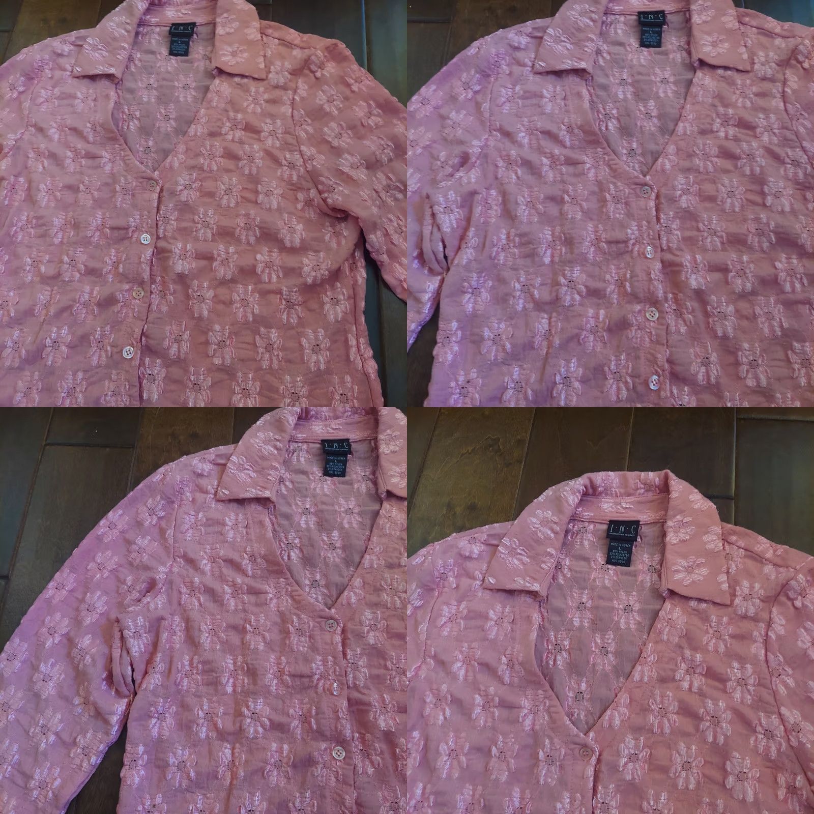 Vintage INC International Concepts Pink Floral Button Up Jacket L Women Size L / US 10 / IT 46 - 8 Thumbnail