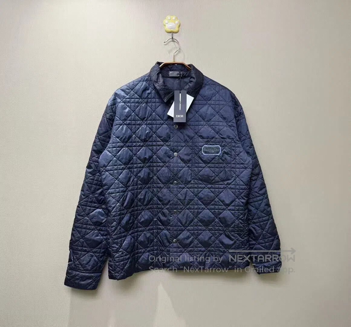 Dior Dior Navy Embroidered Logo Quilted Jacket. Size US L / EU 52-54 / 3 - 1 Thumbnail