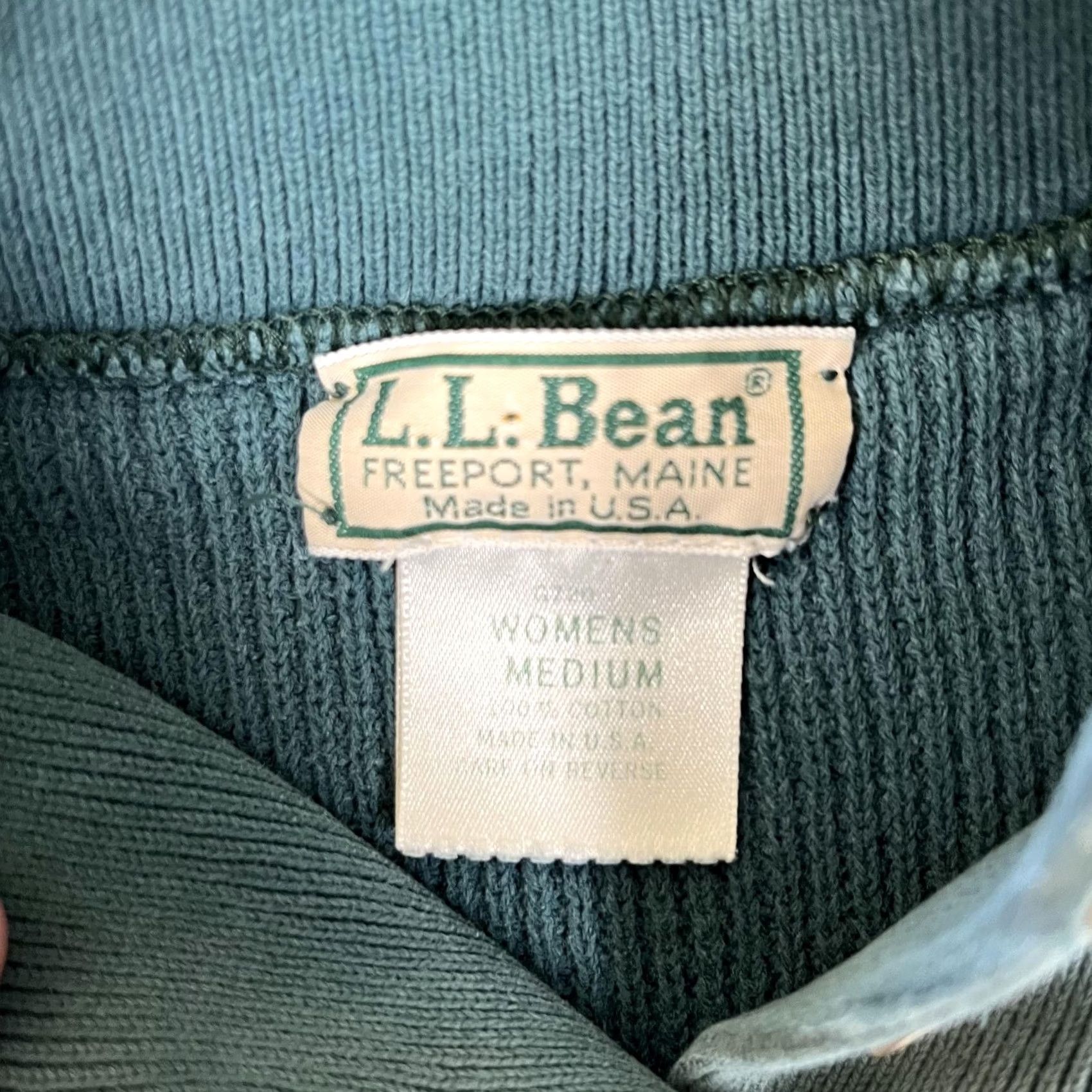 Vintage VINTAGE L.L. Bean Sweater Womens M Green Mock Neck Henley Cotton Knit Made USA Size M / US 6-8 / IT 42-44 - 6 Thumbnail