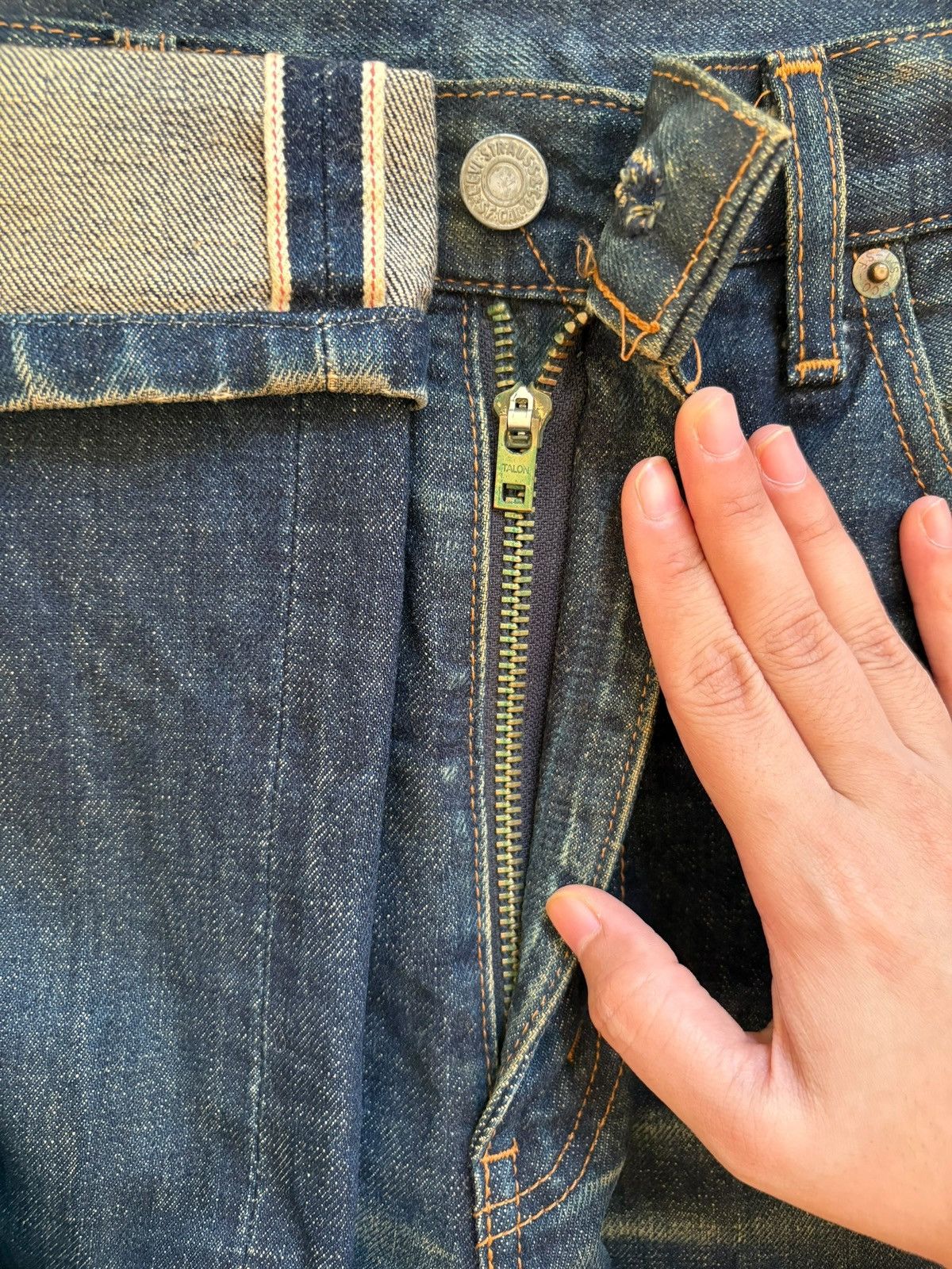Levi's Vintage 80s Levis 502XX Big E Selvedge Mud Wash Loose Jeans Size US 31 - 4 Thumbnail