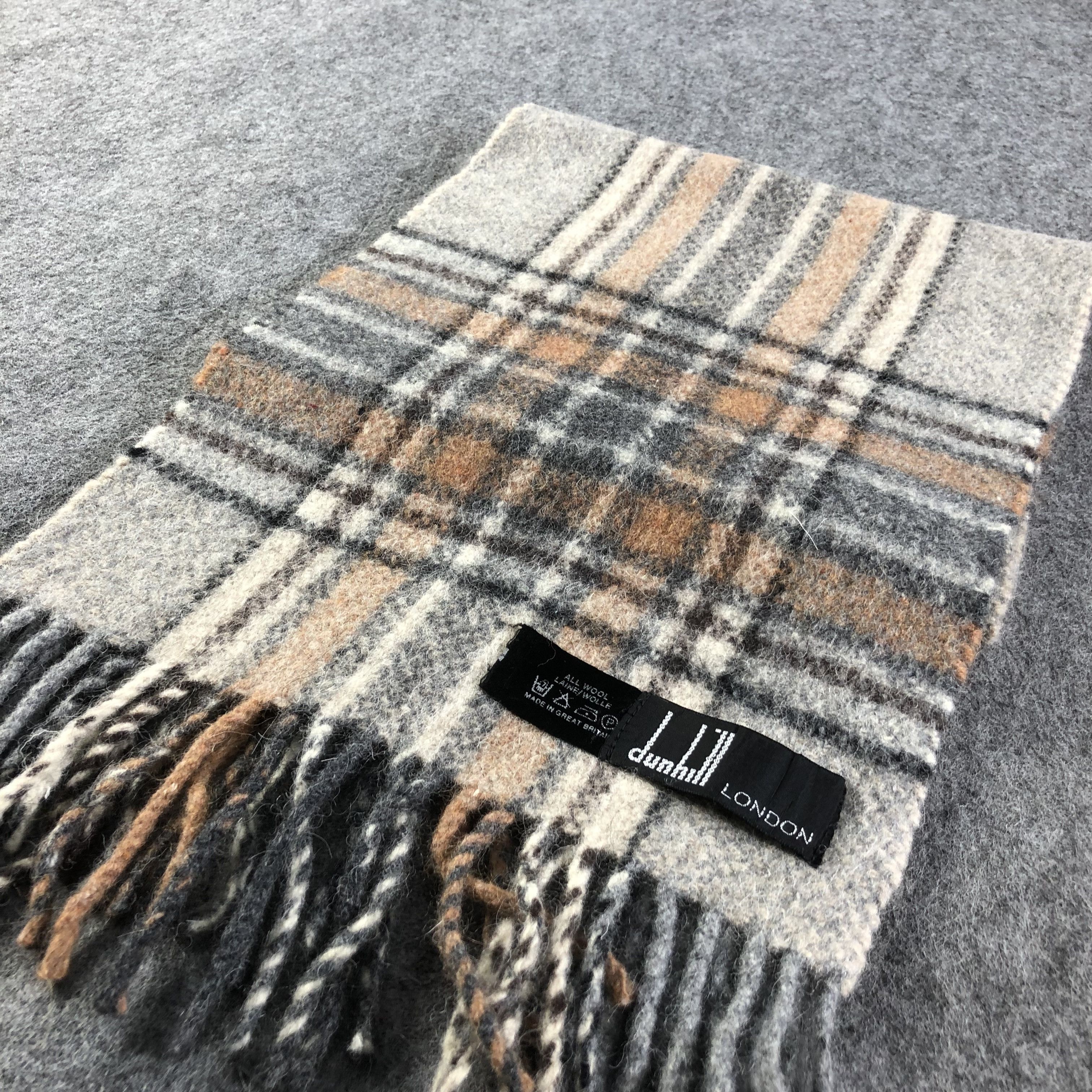 Alfred Dunhill Dunhill Thick Wool Tartan Scarf Muffler V1626 Size ONE SIZE - 2 Thumbnail