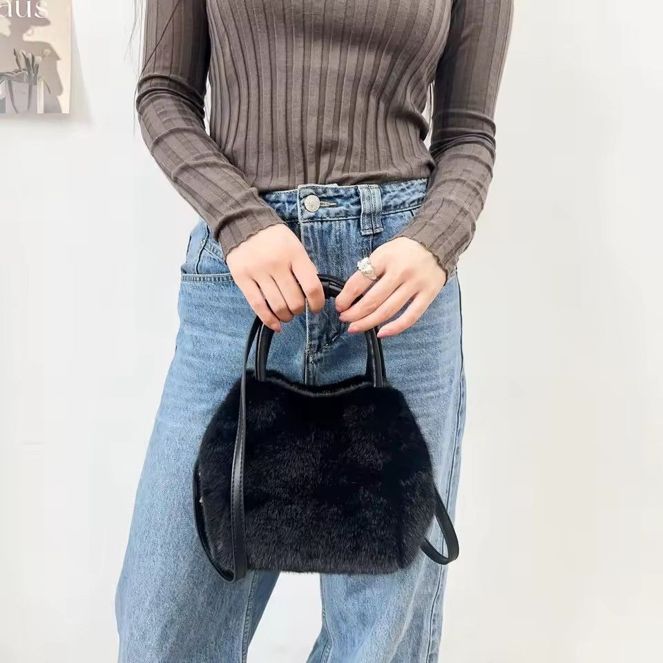Designer Faux Fur Casual Designer Tote Crossbody Mini Bag Size ONE SIZE - 1 Thumbnail