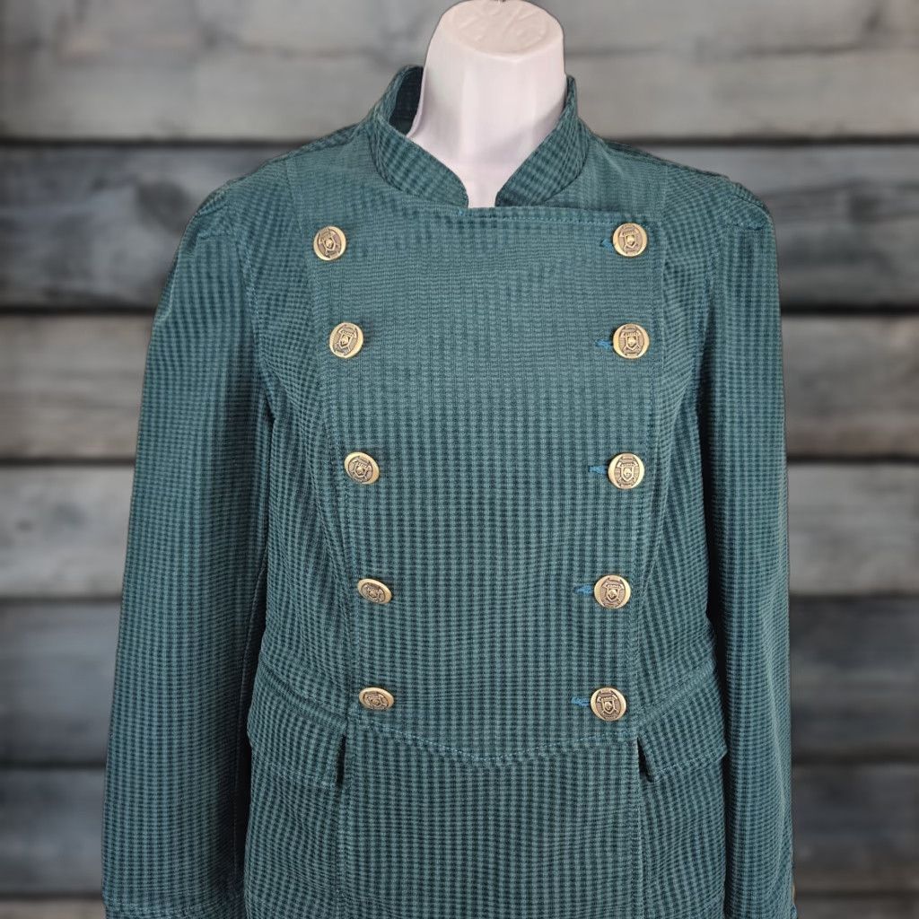 Vintage Cabi Lennon Jacket Womens M Green Teal Military Cotton Blend Jacket Size M / US 6-8 / IT 42-44 - 1 Thumbnail