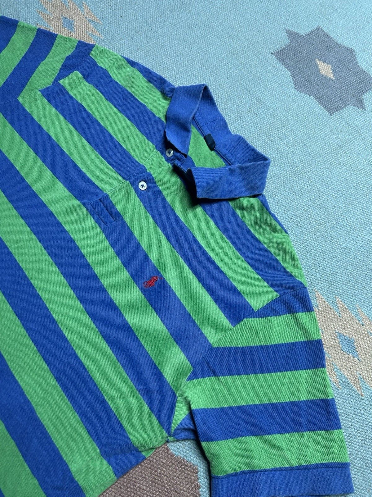 Vintage Polo Ralph Lauren polo shirt stripe blue green soft cotton M Size US M / EU 48-50 / 2 - 4 Thumbnail