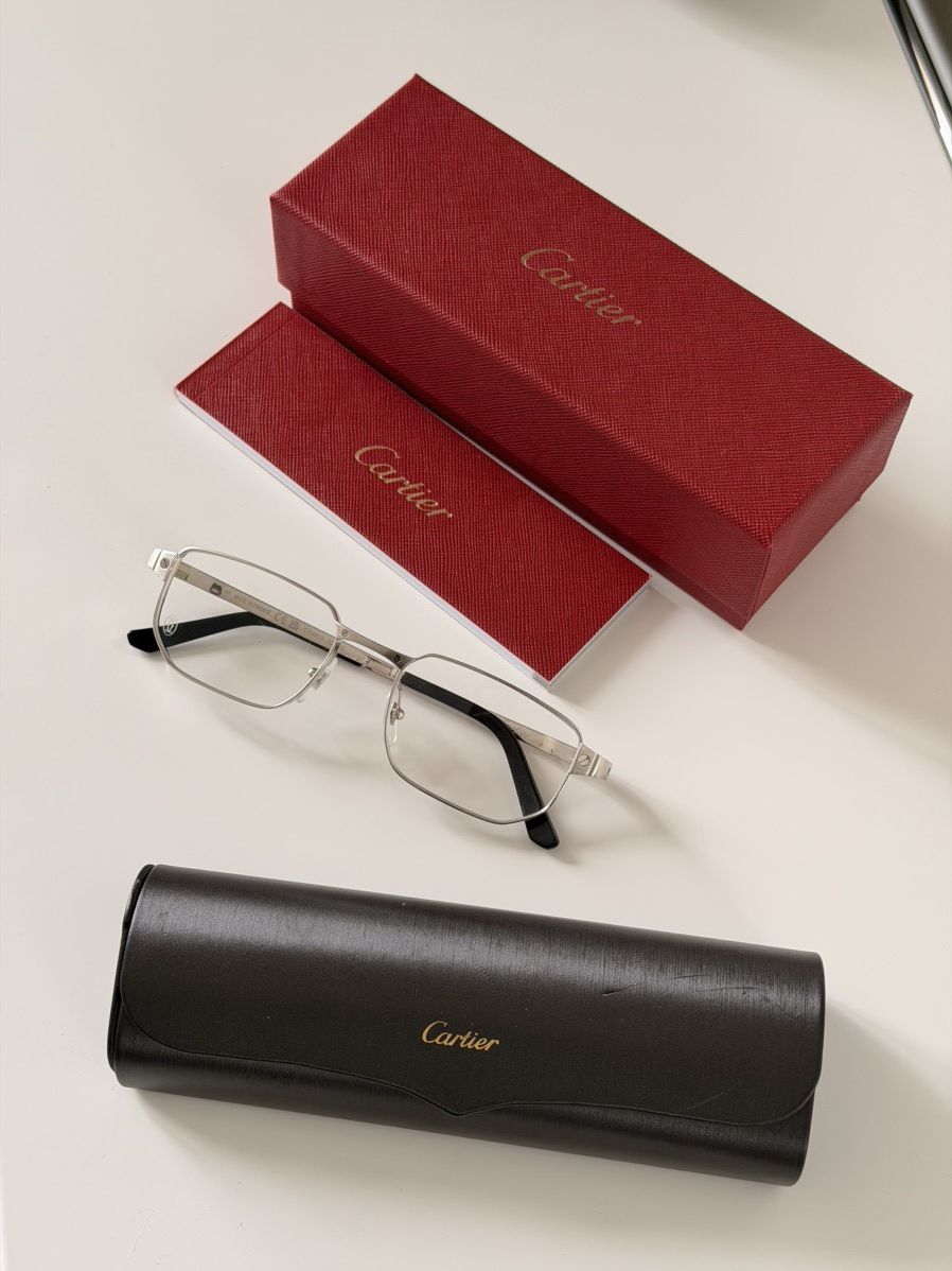 Cartier Cartier Santos Rectangle Eyeglasses Silver CT04810 XL Size ONE SIZE - 1 Thumbnail