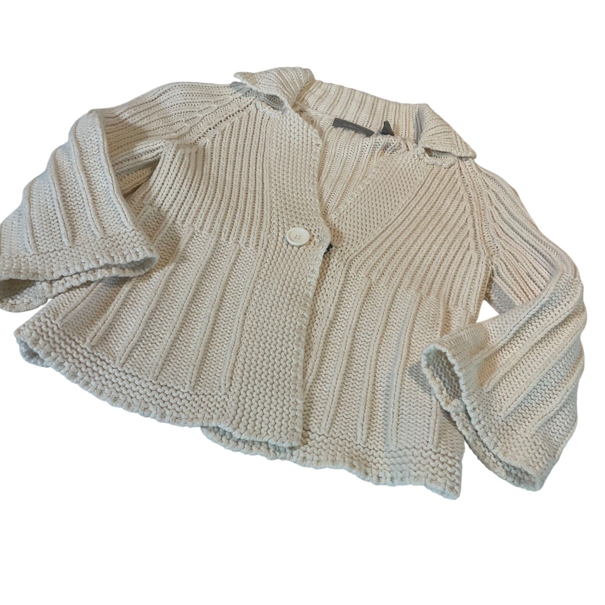Liz Claiborne Liz Claiborne Womens Cream Thick Knit Cardigan Sweater Large Size L / US 10 / IT 46 - 1 Thumbnail