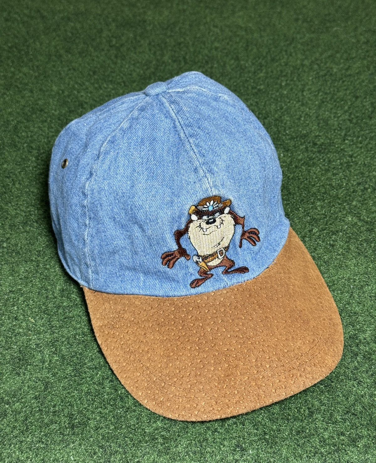 Vintage × Warner Bros Vintage 90s Taz Looney Tunes Cowboy Western Denim Cap Hat Size ONE SIZE - 1 Thumbnail