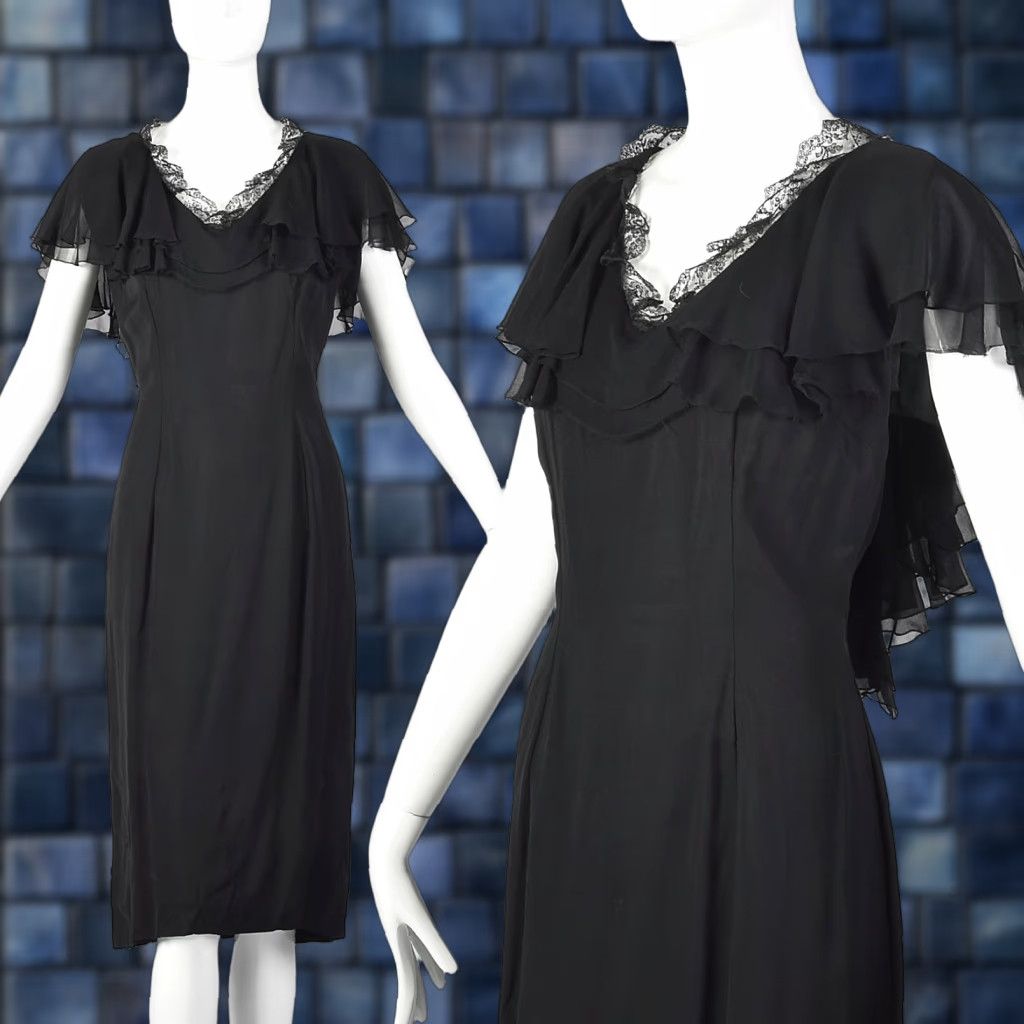 1920s long black dress 1920s evening dress in black and gold satin with black skirt godets main image 0