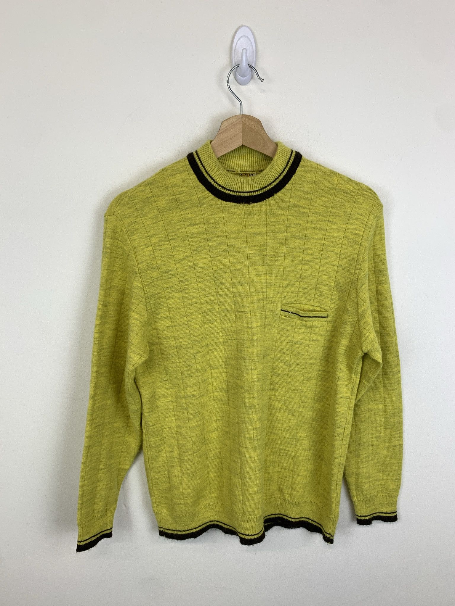 Vintage Yellow Heather 1990s Chest Pocket Knit Sweater Size S