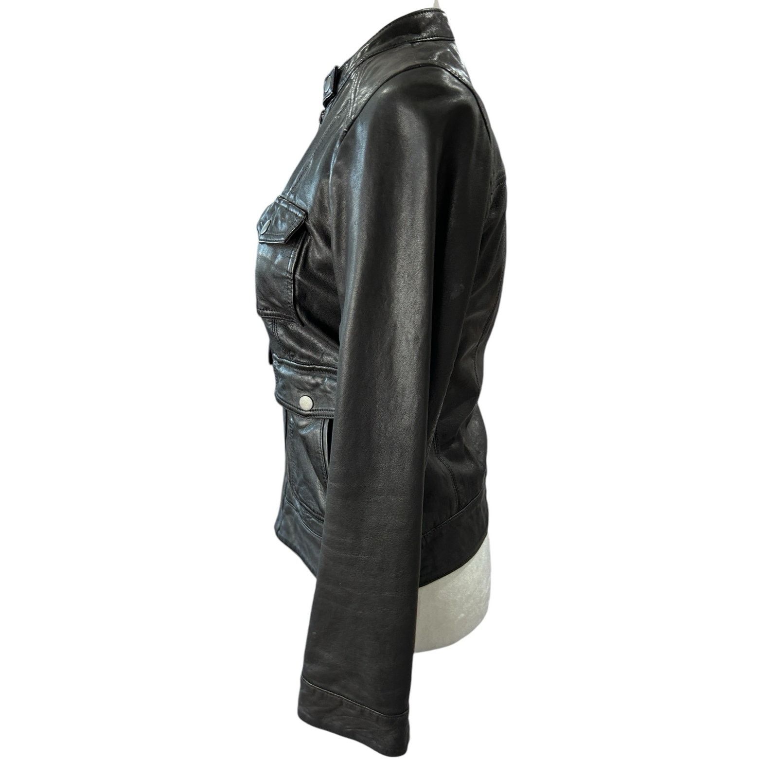 Lucky Brand Lucky Brand Womens XS Lamb Leather Jacket Black Moto Biker Size XS / US 0-2 / IT 36-38 - 10 Thumbnail