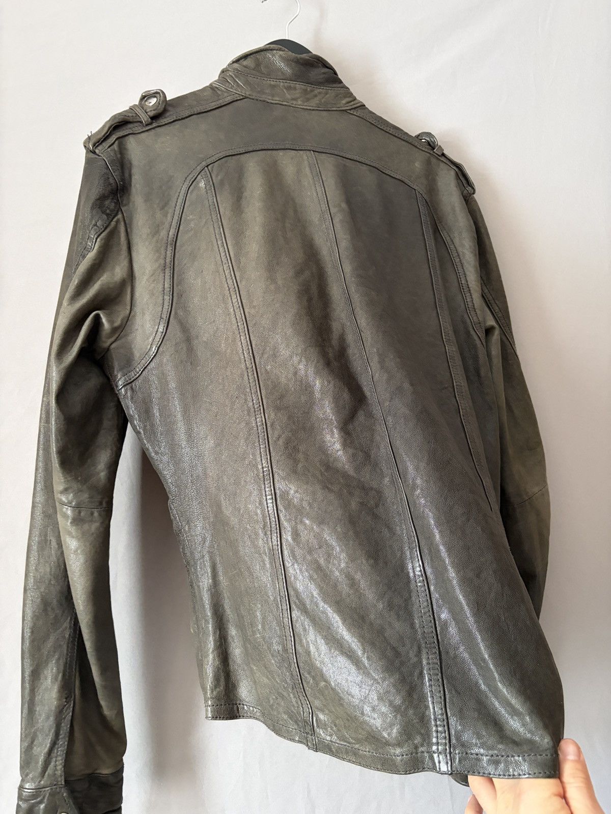 Allsaints Allsaints Wrinkled Lamb Leather Jacket Elephant Gray/Brown Size US L / EU 52-54 / 3 - 15 Thumbnail