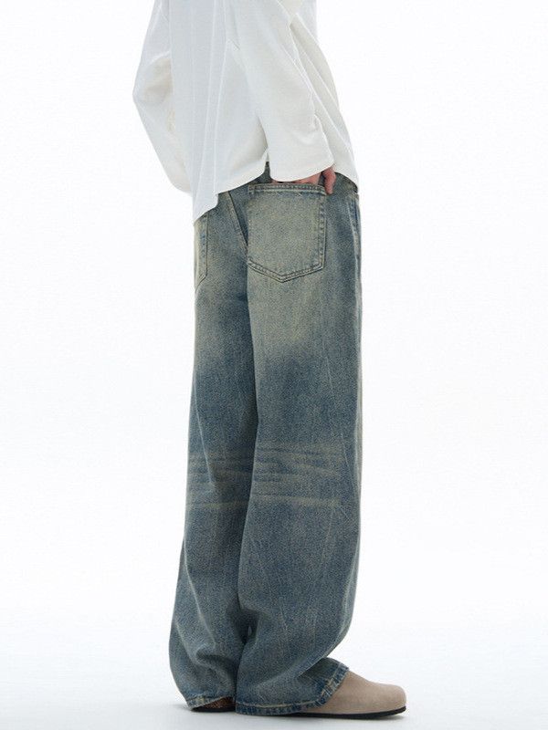 Japanese Brand American men's whiskered wide-leg high street jeans Size US 32 / EU 48 - 4 Thumbnail