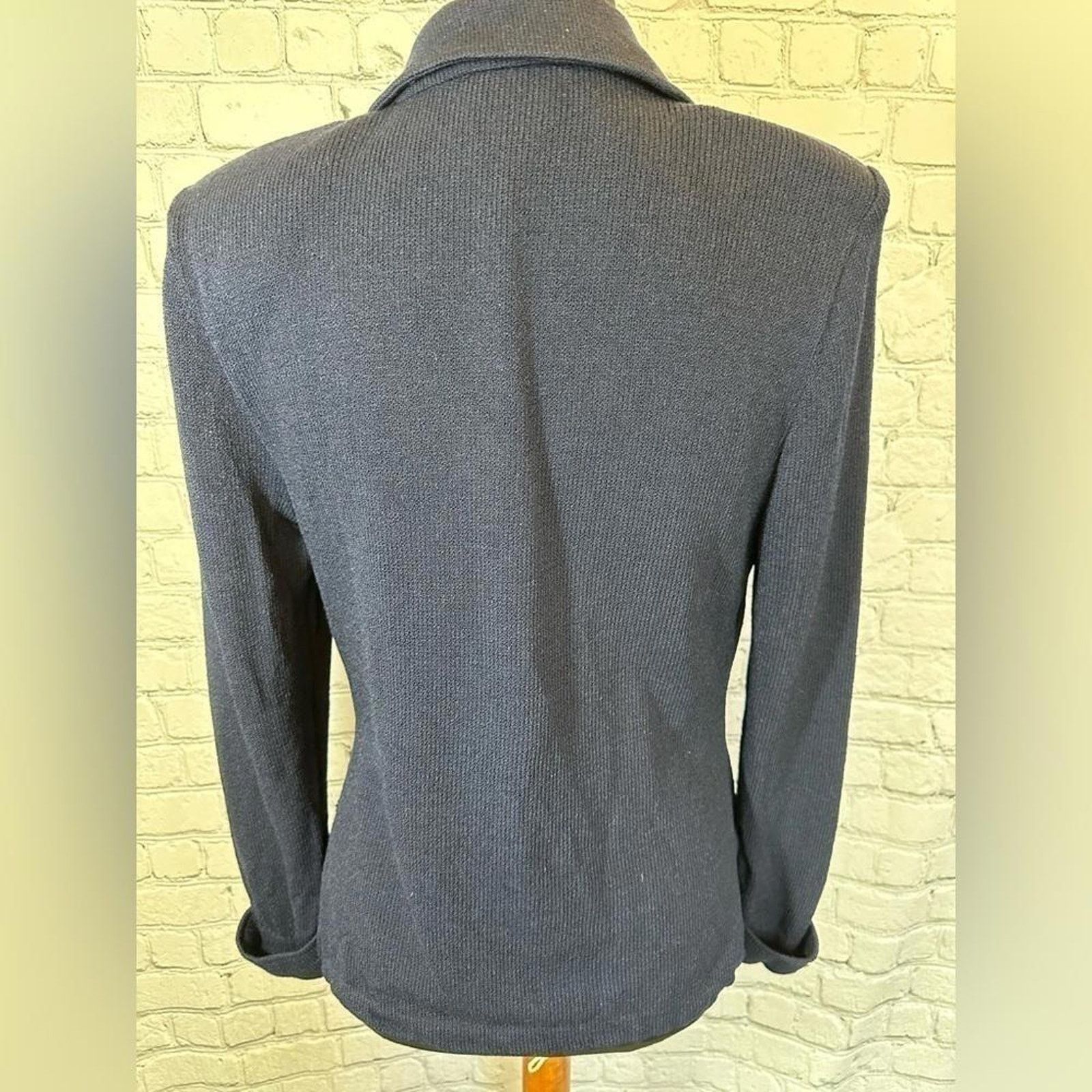 Andrew St. John St John Navy Blue Knit Blazer with Gold Buttons Size S / US 4 / IT 40 - 4 Thumbnail
