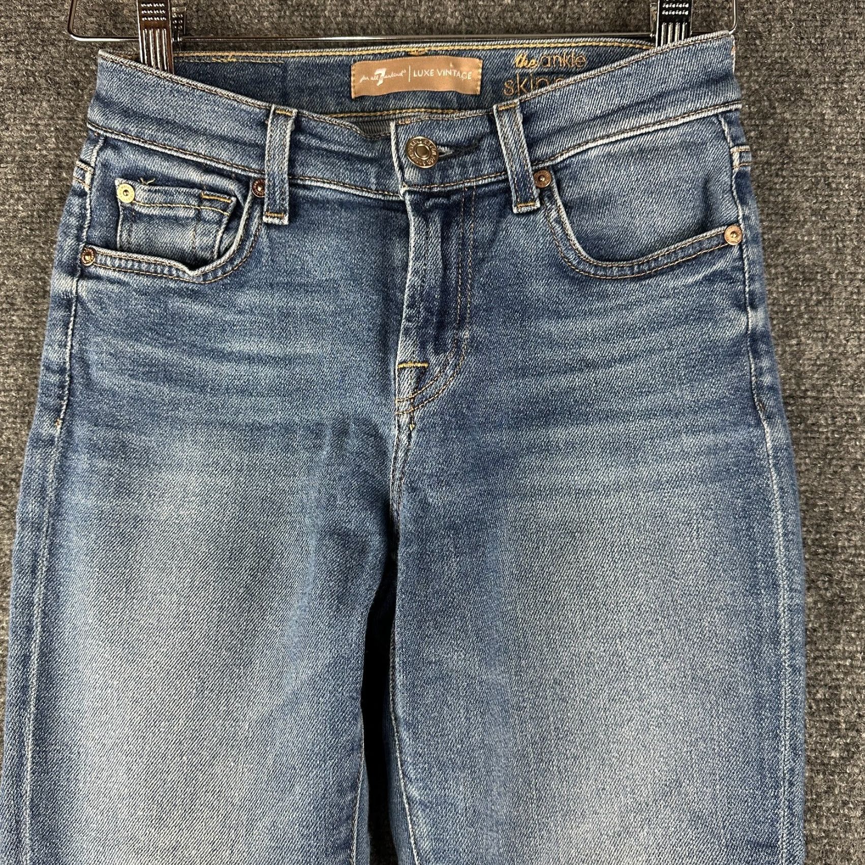 7 For All Mankind 7 For All Mankind Jeans Womens 25 The Ankle Skinny Cotton Stretch Pockets Blue Denim 5-Pocket Design Regular Mid Rise Adult Womens Size 42" / US 20 - 3 Thumbnail
