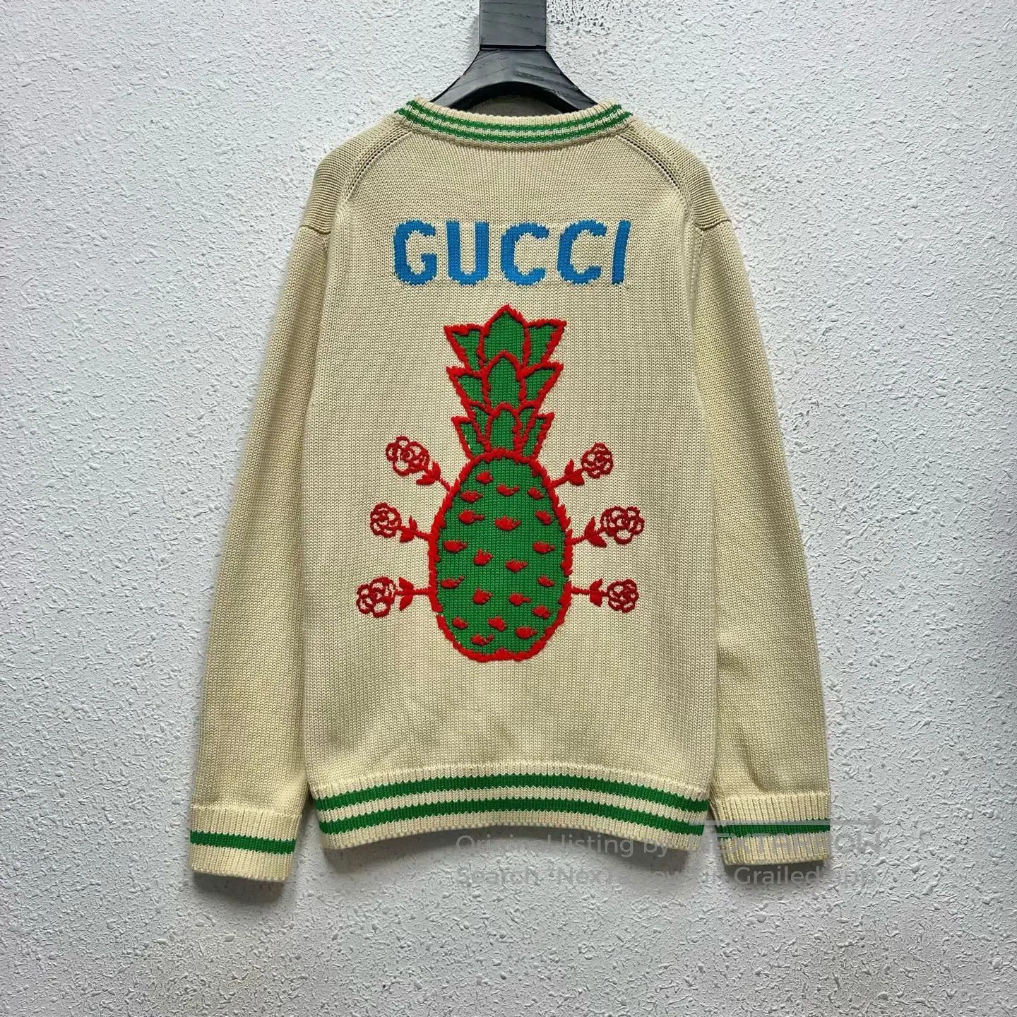 Gucci Guicci Pineapple Embroidered Knit Cardigan Jacket Size S / US 4 / IT 40 - 2 Thumbnail