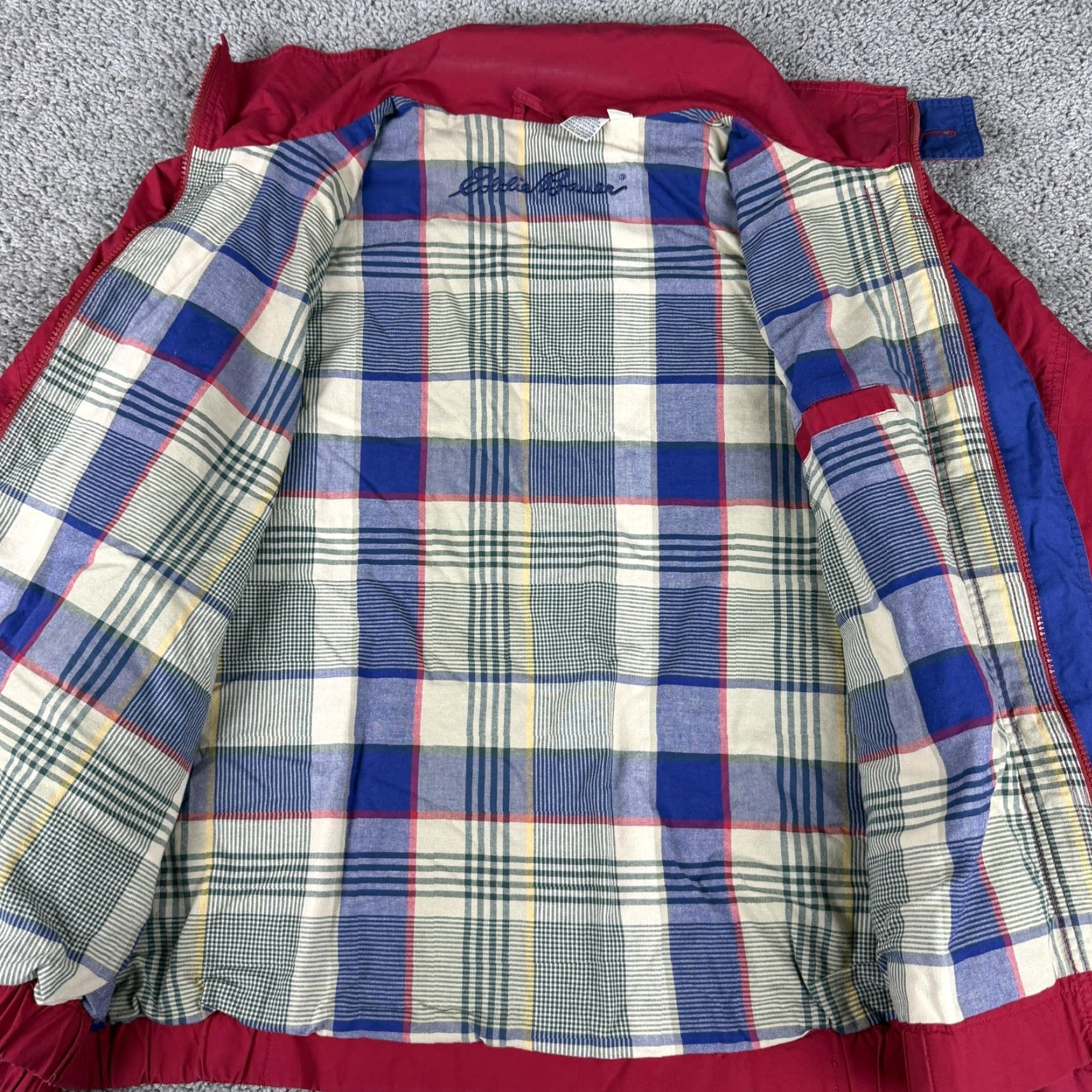 Eddie Bauer VINTAGE Eddie Bauer Jacket Mens Large Red Cotton Bomber Plaid Lined Zip Snap Casual Size US L / EU 52-54 / 3 - 4 Thumbnail