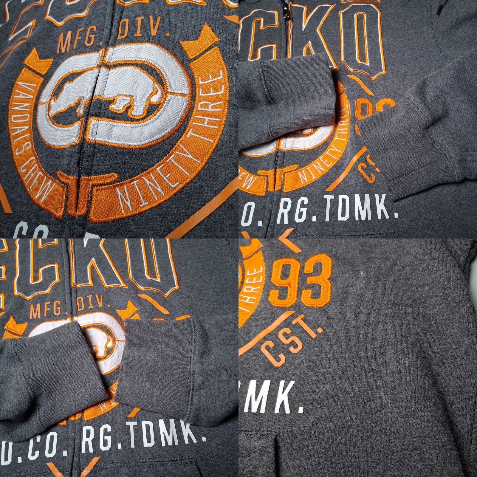 Ecko Unltd. VINTAGE Ecko UNLTD Hooded Sweatshirt Men M Gray Orange Full Zip Hoodie Streetwear READ Size US M / EU 48-50 / 2 - 10 Thumbnail