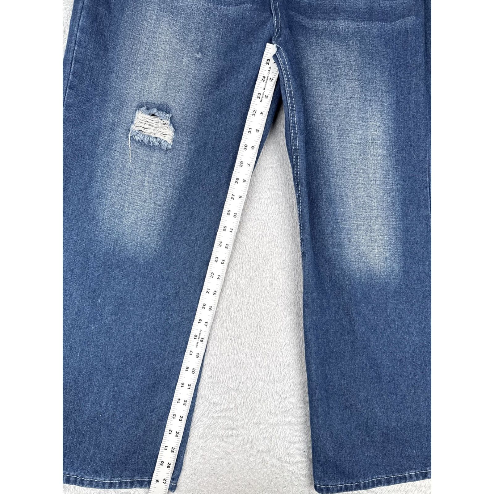 Miss Me VINTAGE Miss Me Jeans Womens 27 Blue Rhinestone Cross Back Pockets Distressed JP5854B Size 27" / US 4 / IT 40 - 7 Thumbnail