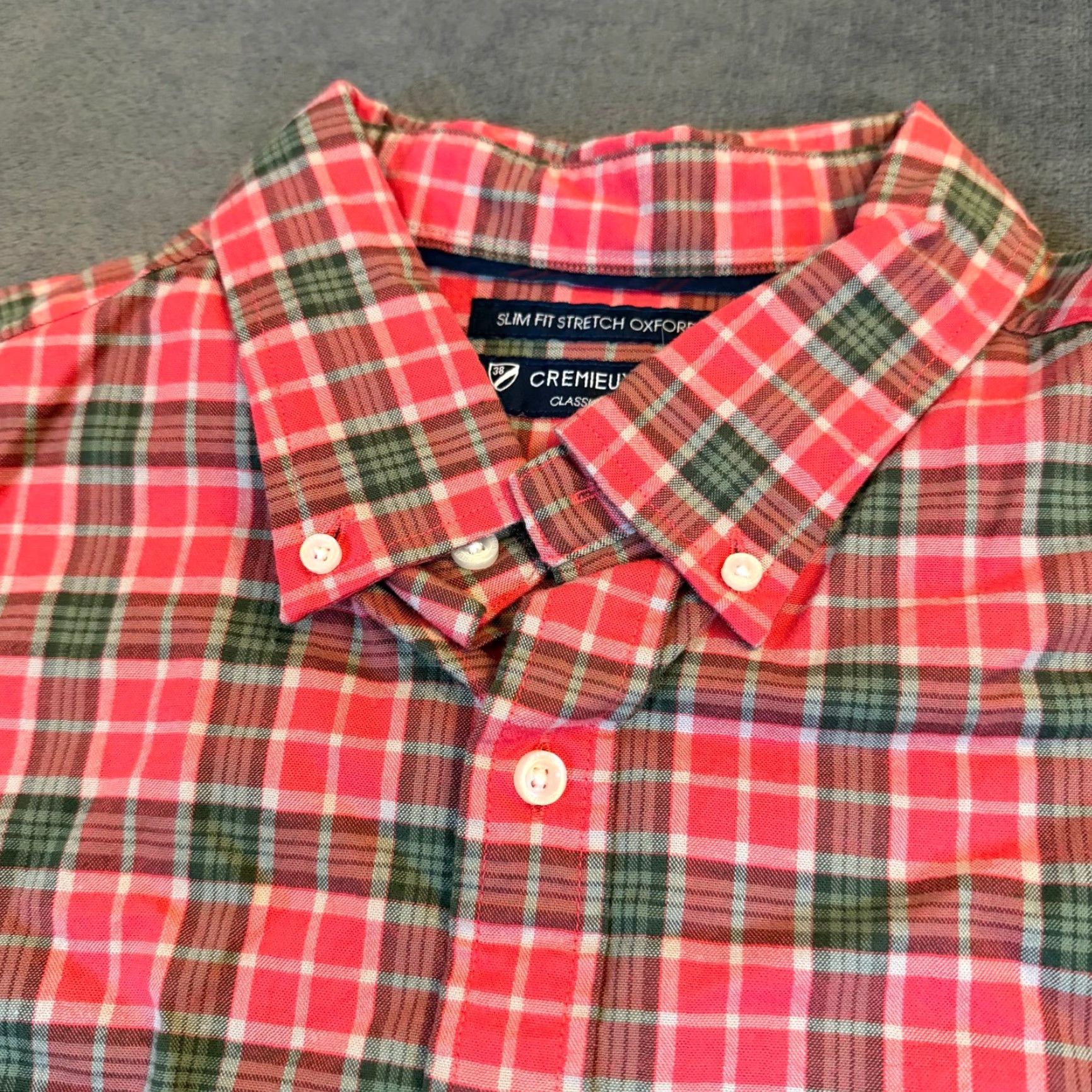 Cremieux Cremieux Shirt Mens XL Slim Fit Stretch Oxford Plaid Button-Down Red Multicolor University Preppy Casual Business Size US XL / EU 56 / 4 - 4 Thumbnail