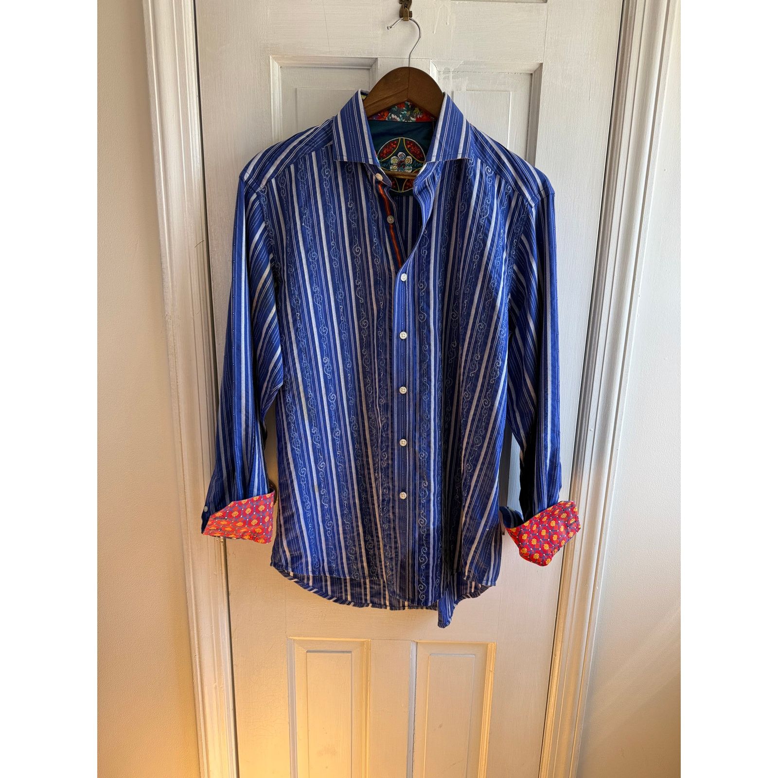 Robert Graham Robert Graham Blue & White Striped Woven Shirt - Men Medium Size US M / EU 48-50 / 2 - 1 Thumbnail