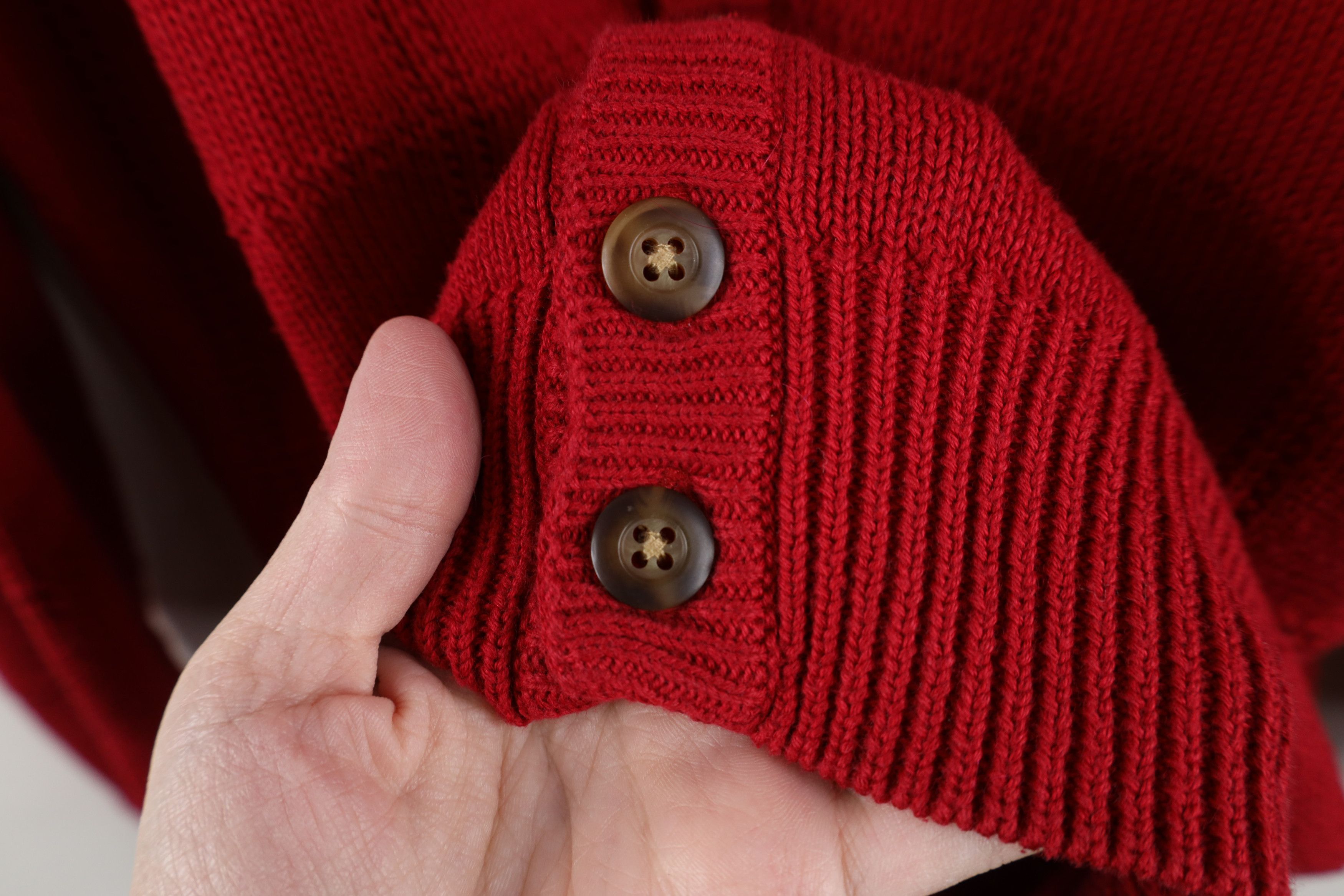 Vintage Vintage 90s Streetwear Checkered Knit Cardigan Sweater Red Size US L / EU 52-54 / 3 - 6 Thumbnail